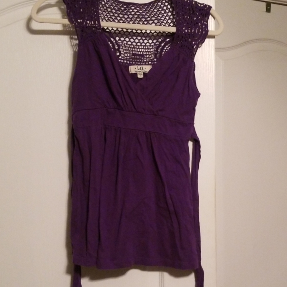 Purple cotton crochet top